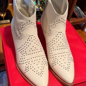 Gianni Bini Ivory Studded Ankle Booties